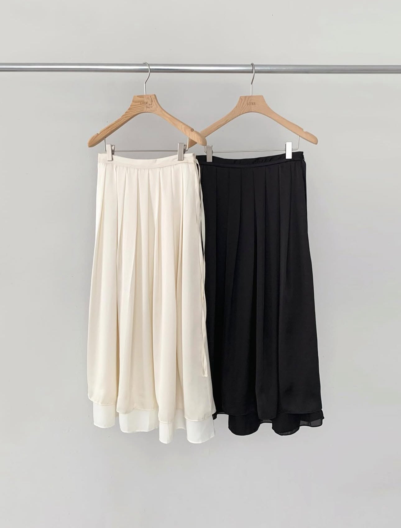 liter rachel double satin pleats skirt-2col