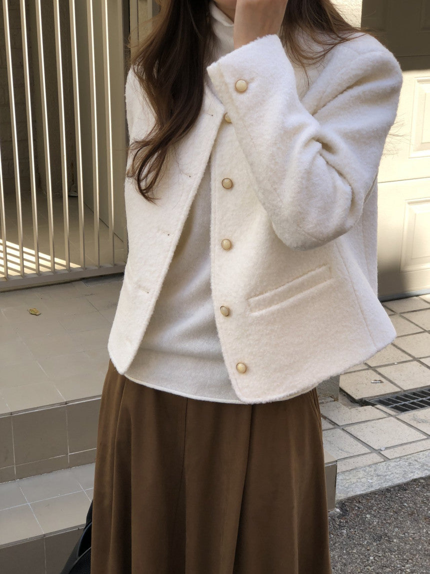 Blanc wool boucle tweed jacket-2col