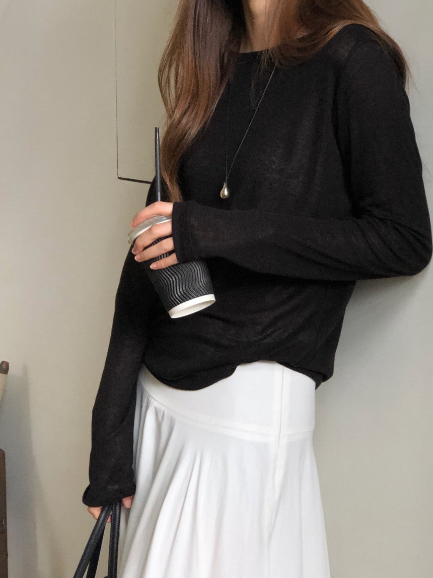 Bay wool tencel boat neck T-3col