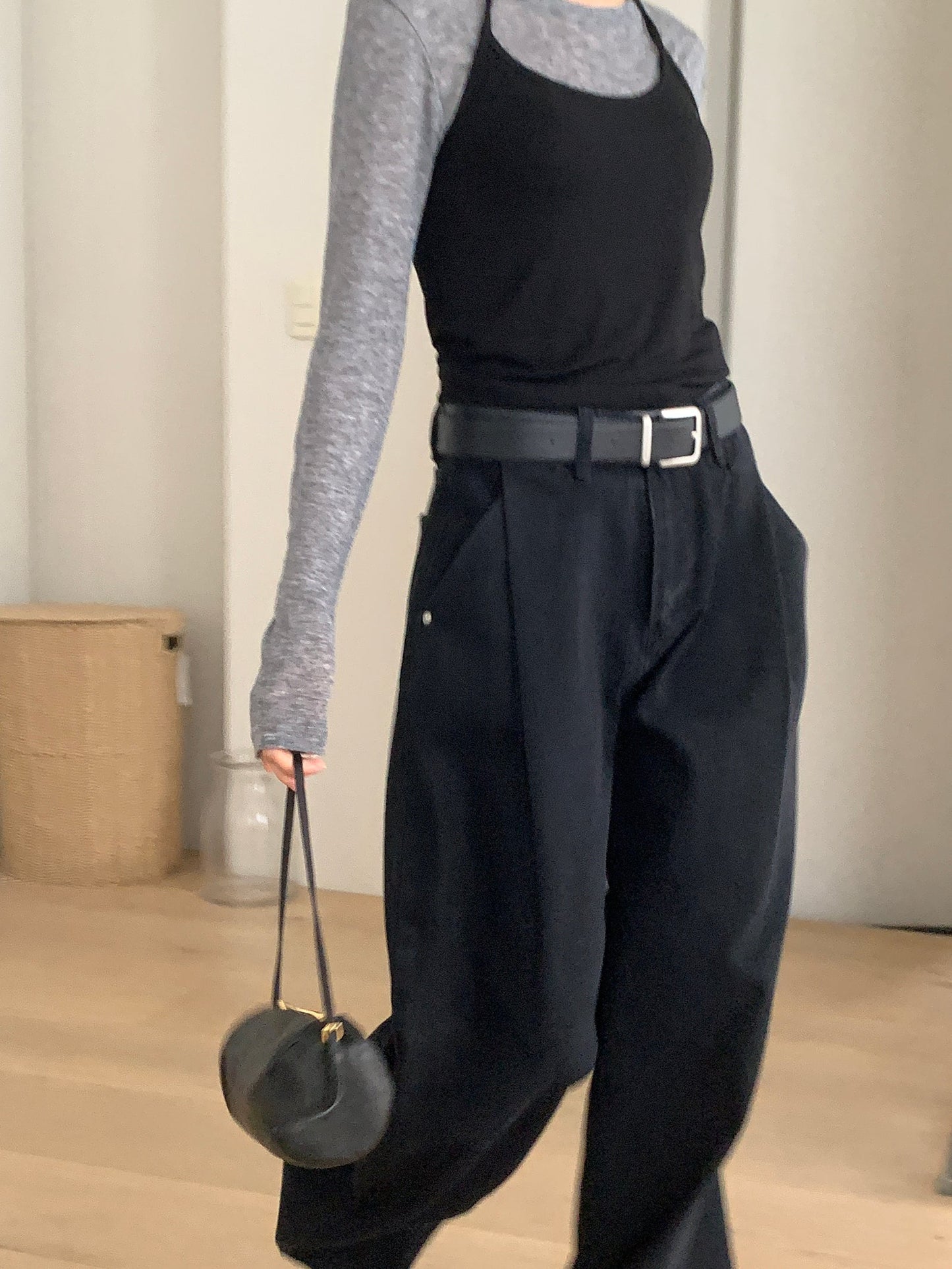 pintuck wide denim