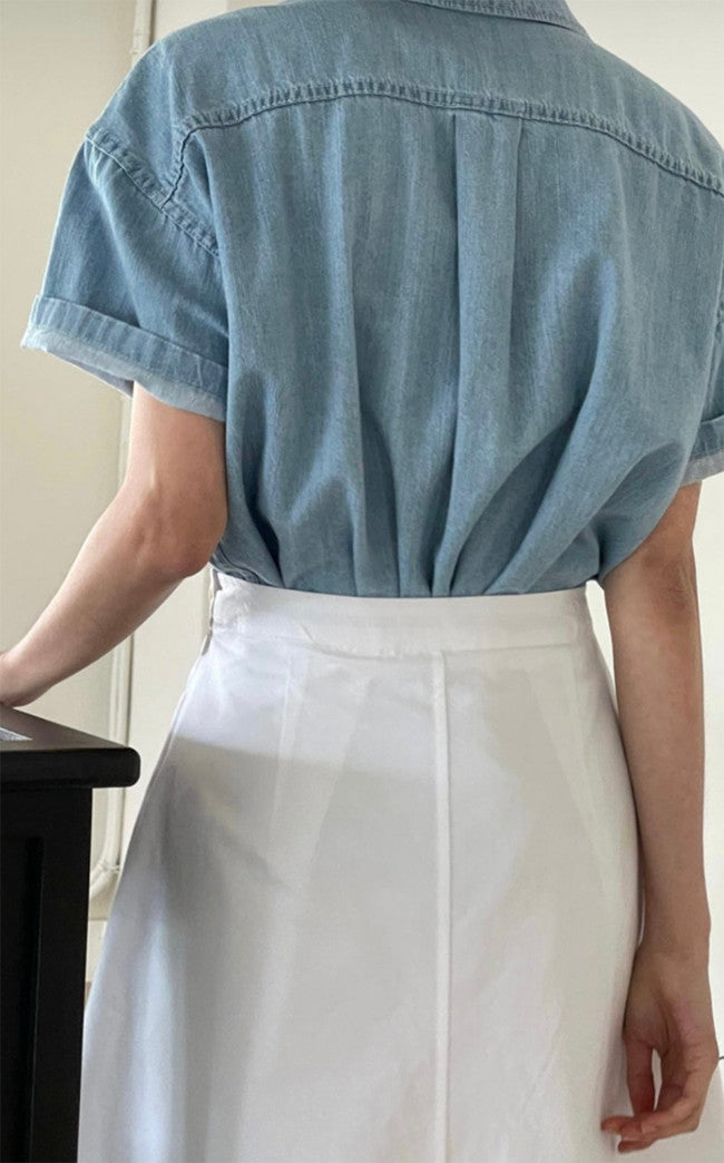 deondo denim half shirt-2col