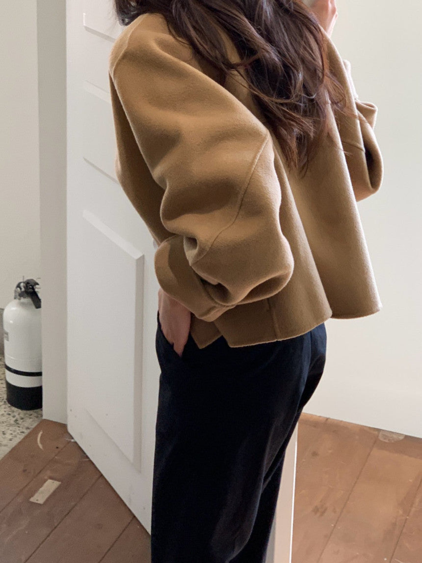 collarless handmade wool jacket-2col