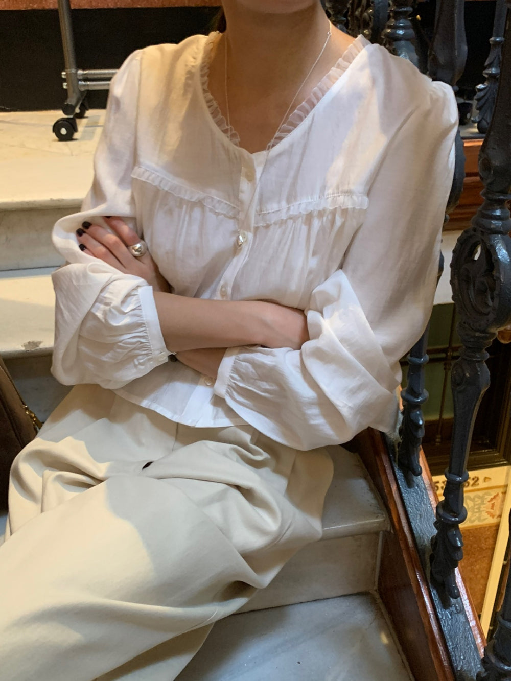 black即納 Date blouse-3col