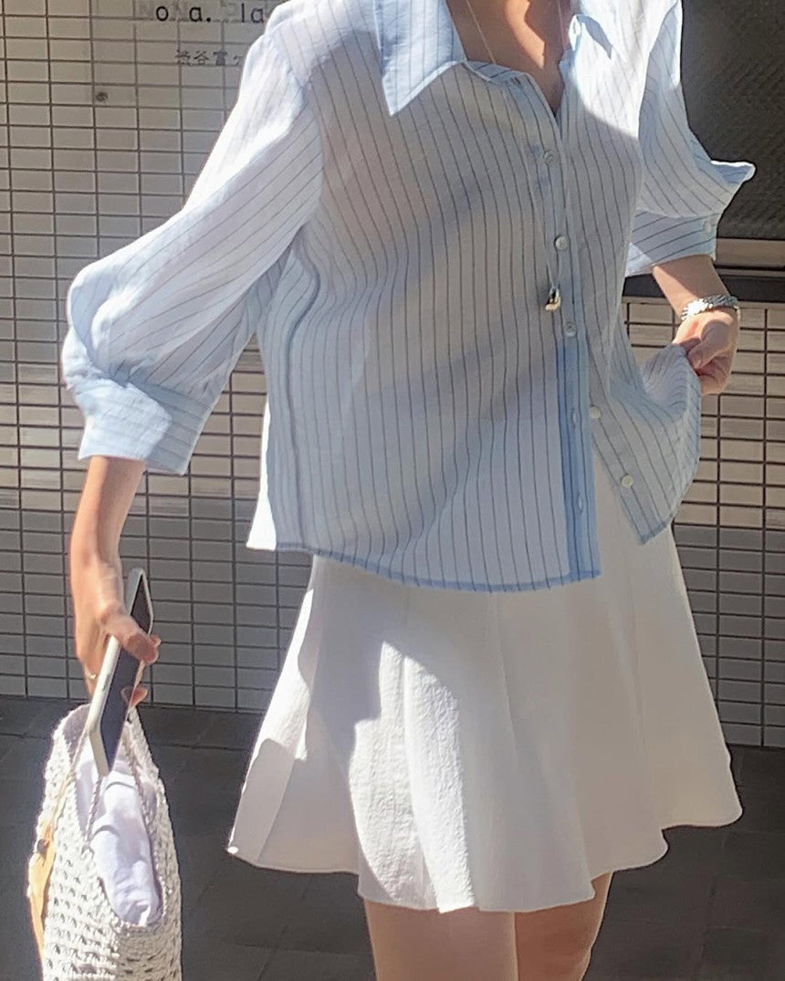 liter ferrier puff blouse-2col