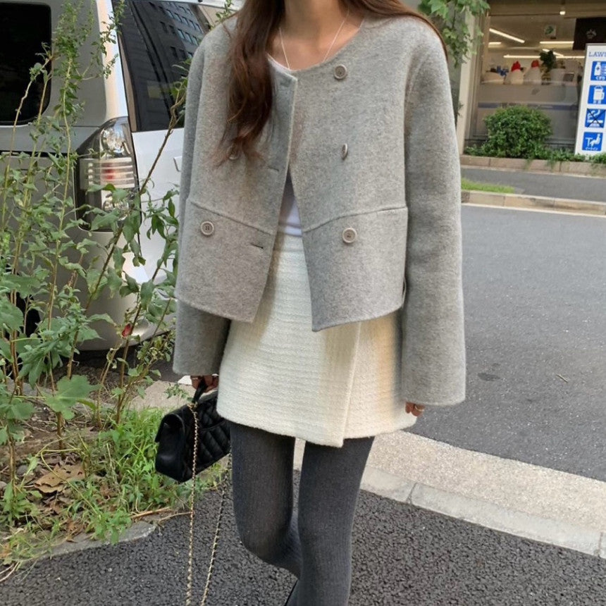 Mini short double handmade coat-3col