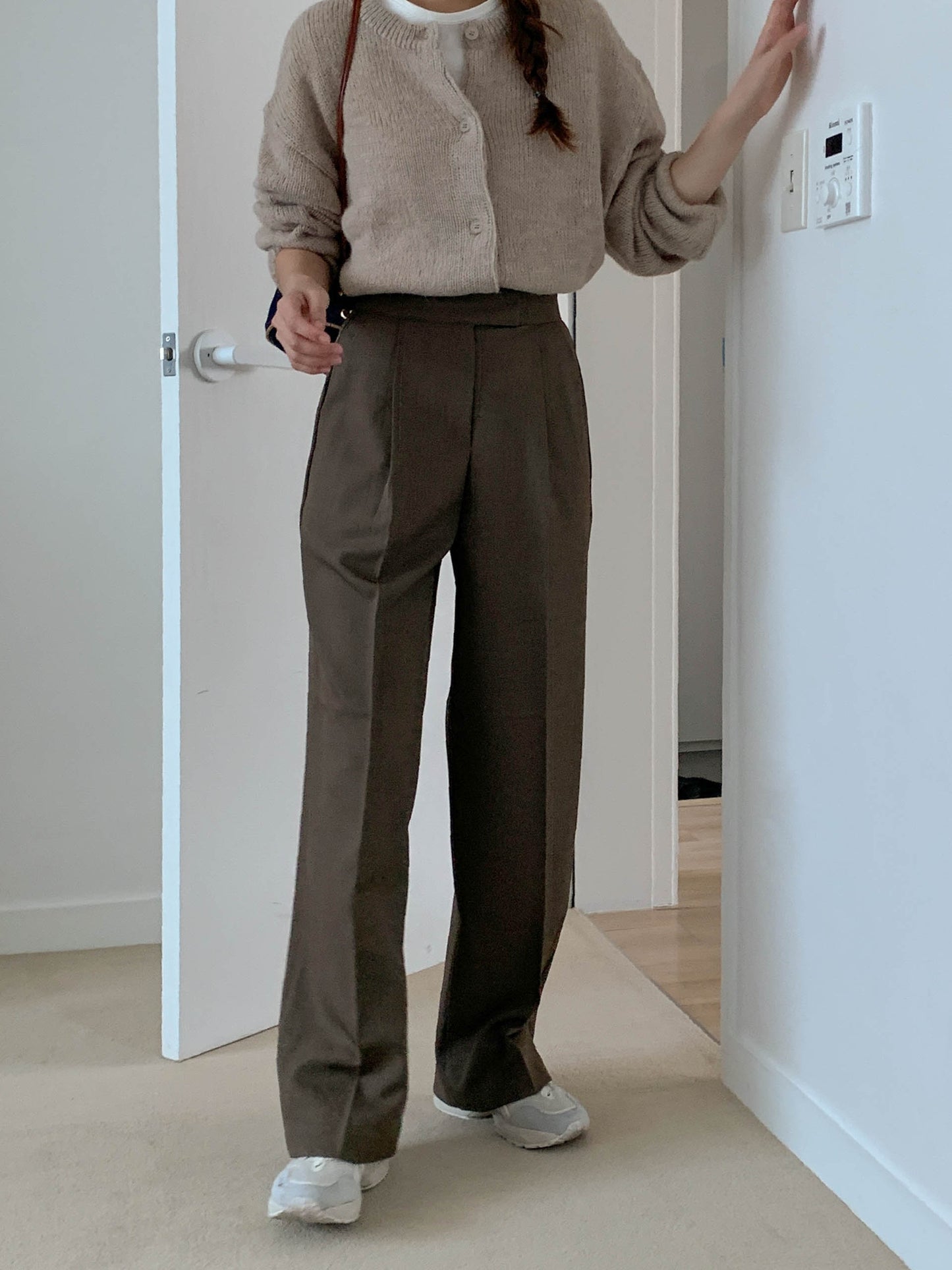 Fw one pintuck semi-wide slacks-3col ショート丈あり