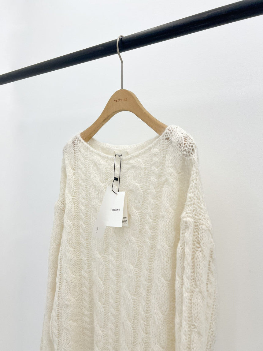 Collie alpaca cable boat neck knit-2col