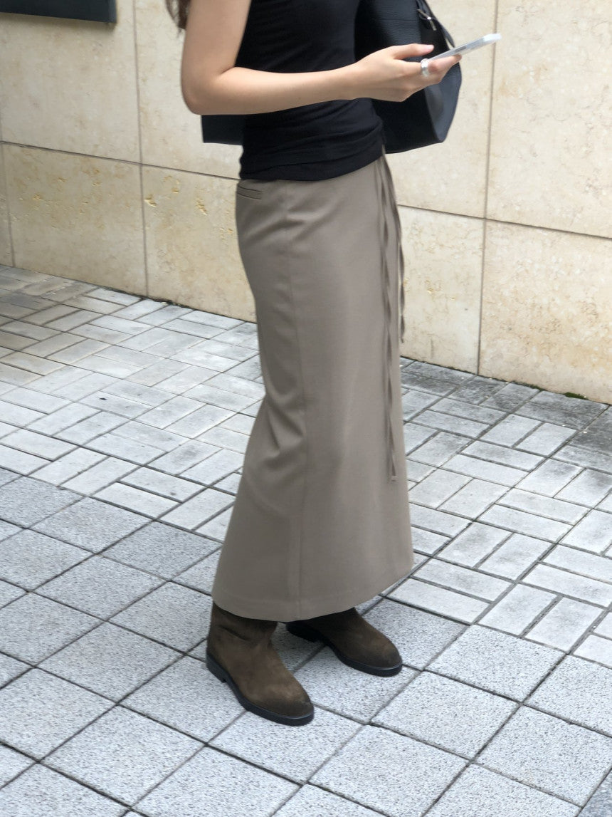 Rouen wool strap h-line skirt-3col