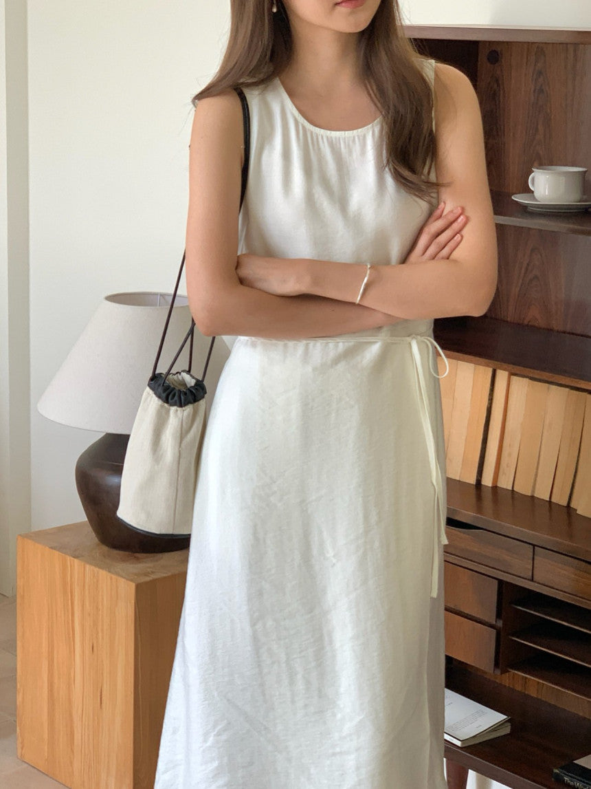 Veine string sleeveless wrap onpiece-2col