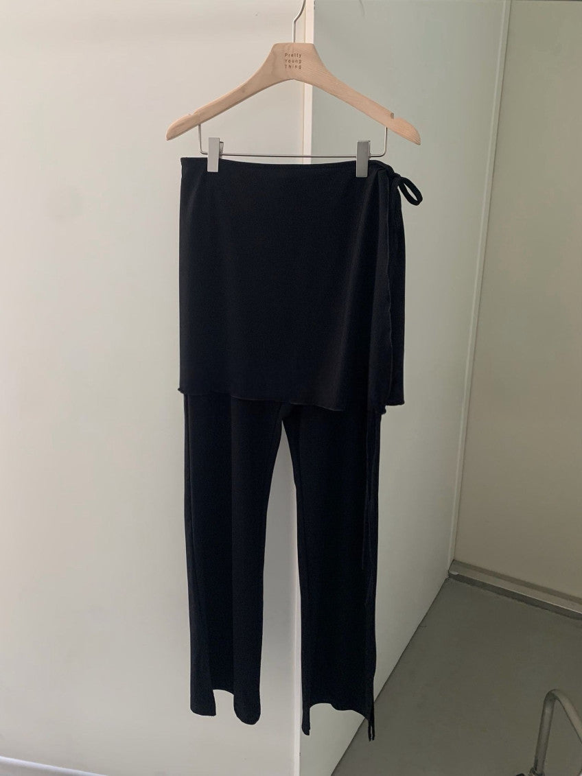 black wrap pants set