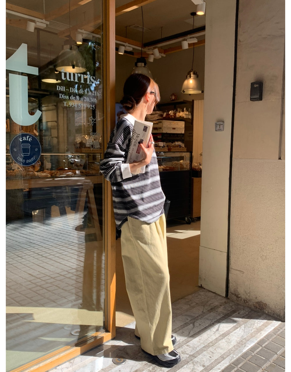 Point cotton pants-2col