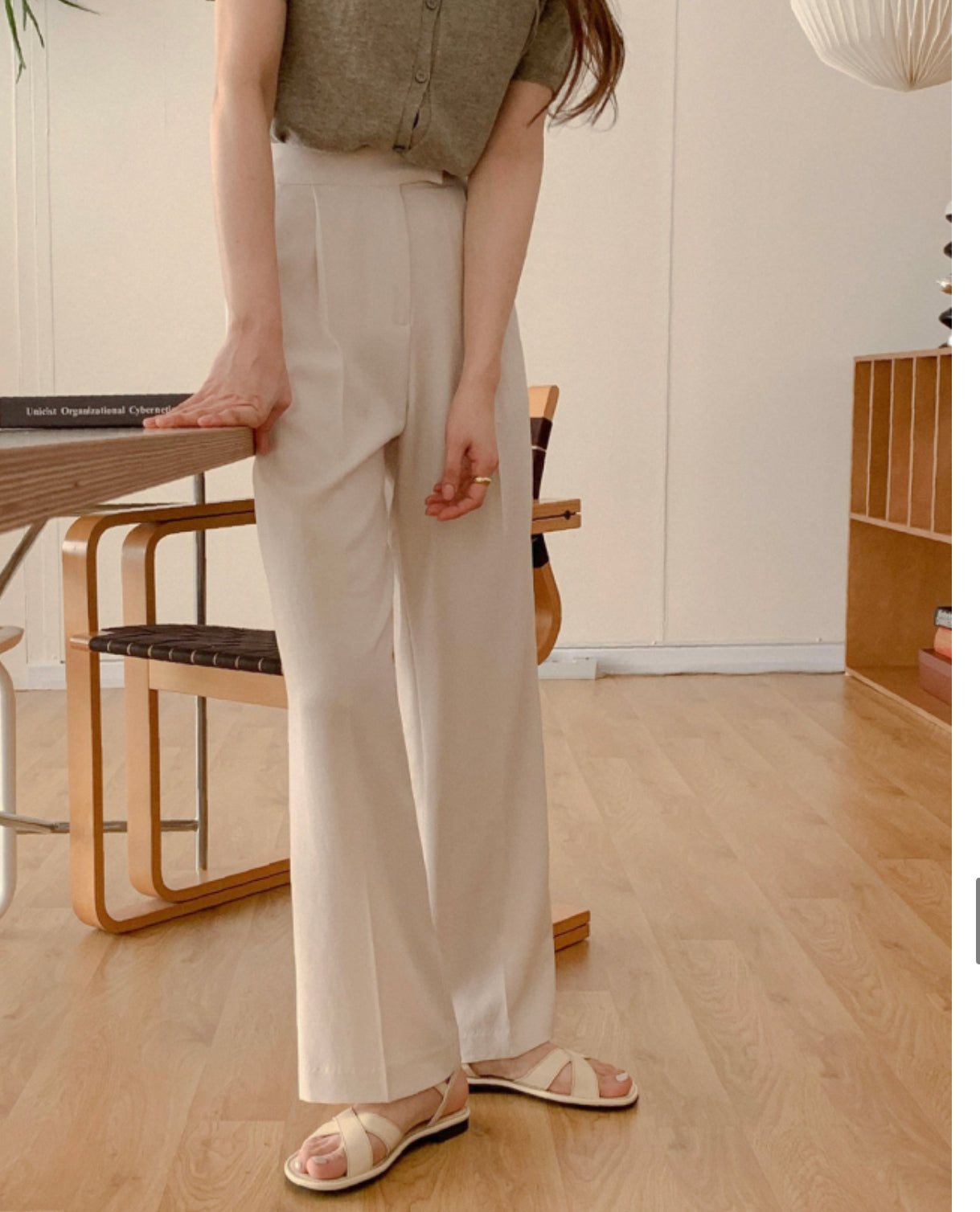 Summer linen semi-wide slacks-4col/ショート丈あり