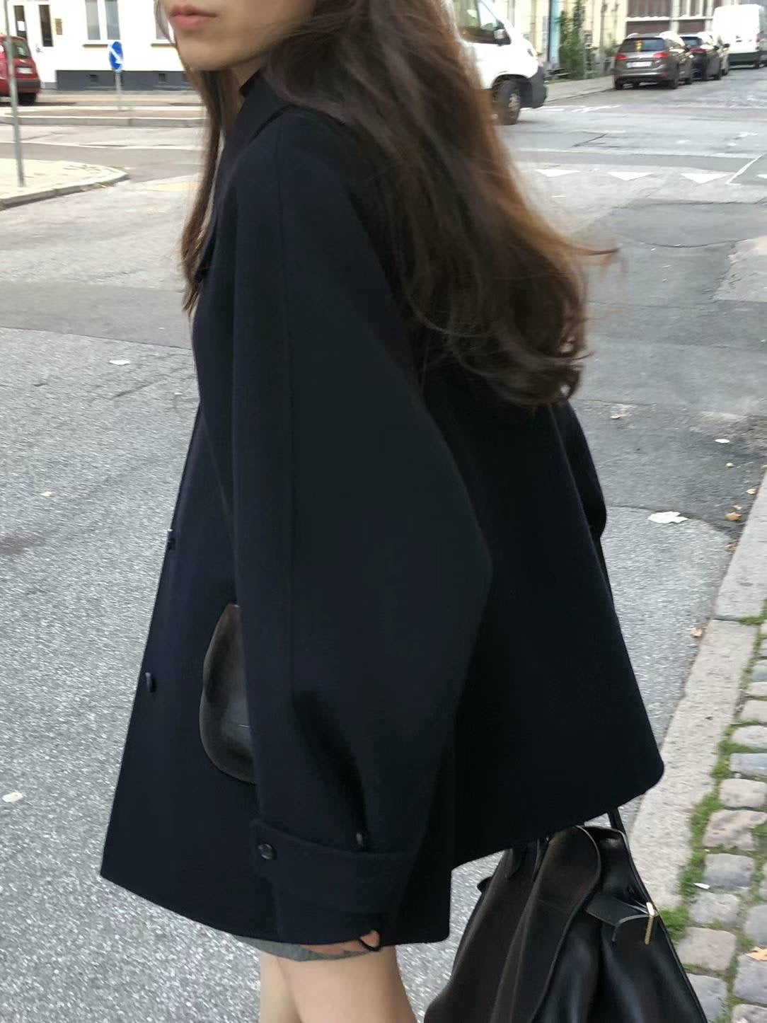 Ounce cashmere half handmade coat-2col