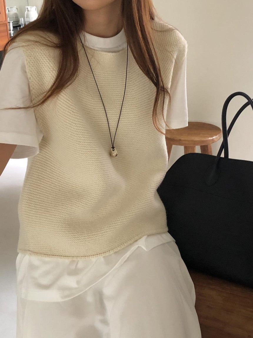 Corben wool knit vest-3col