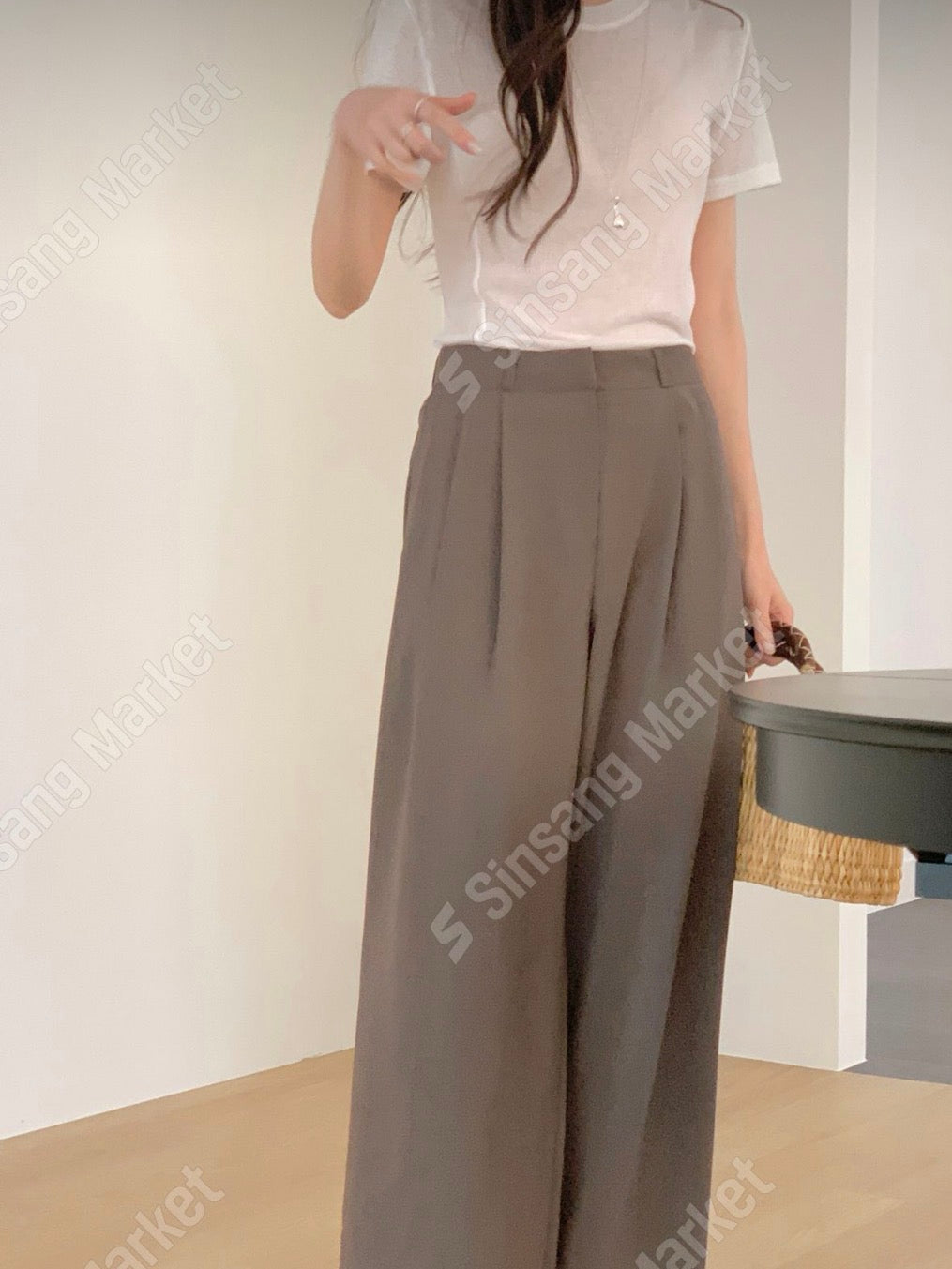 two-pin tuck wide slacks-4col/ショート丈あり