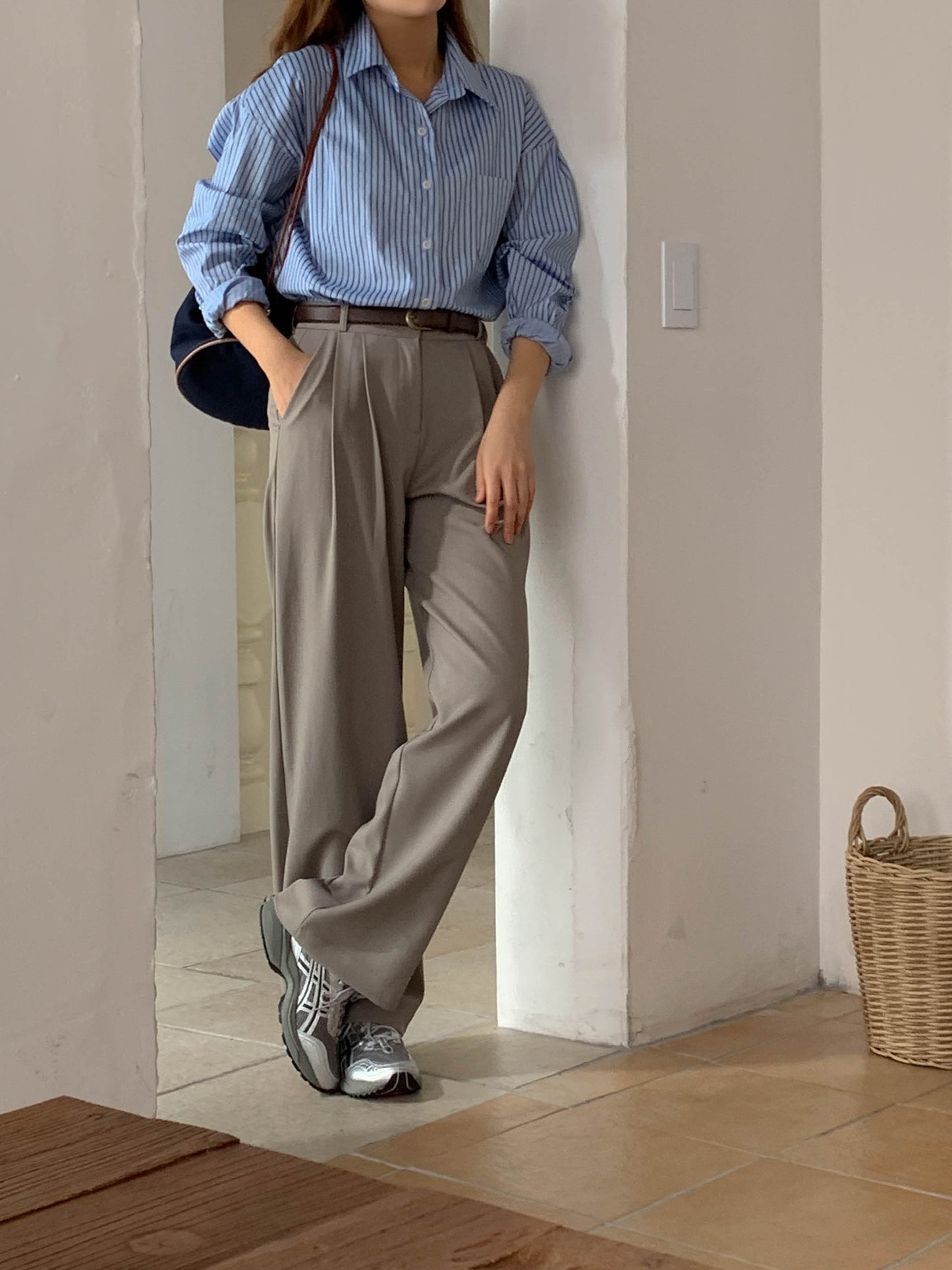Fw two-pin tuck wide slacks-5colショート丈あり