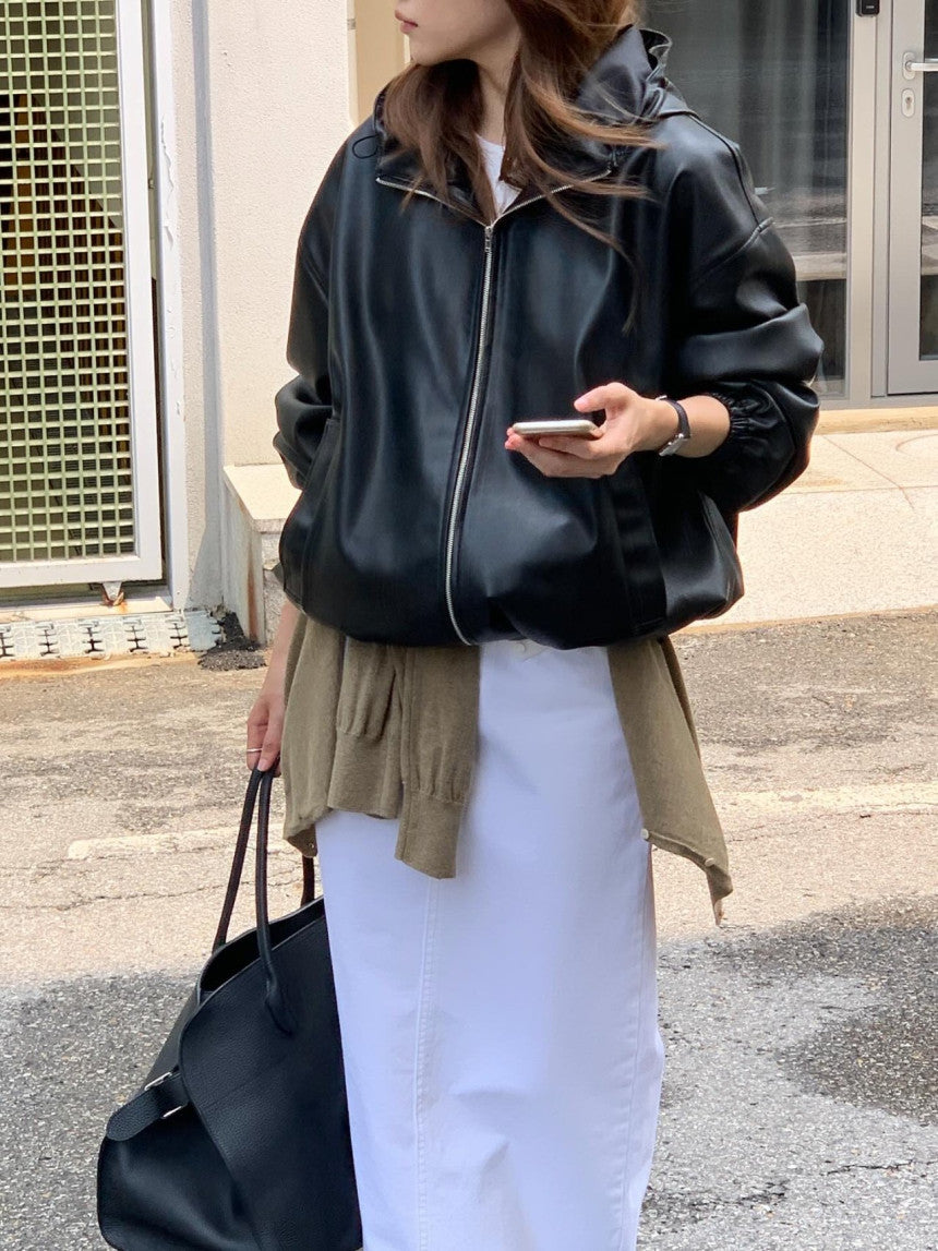 Hyde vegan leather hood blouson