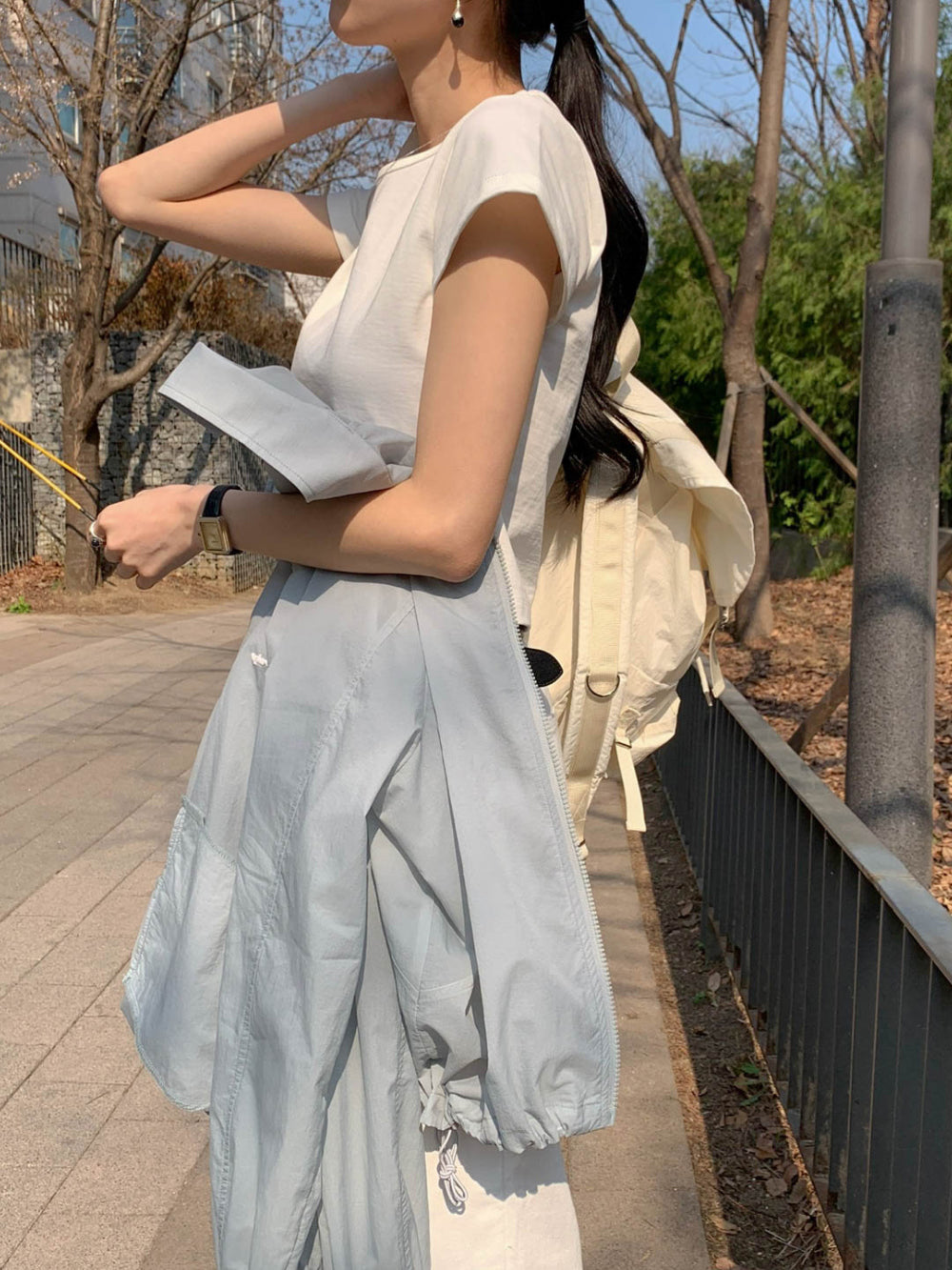 ivory即納 Baige semi crop T-4col