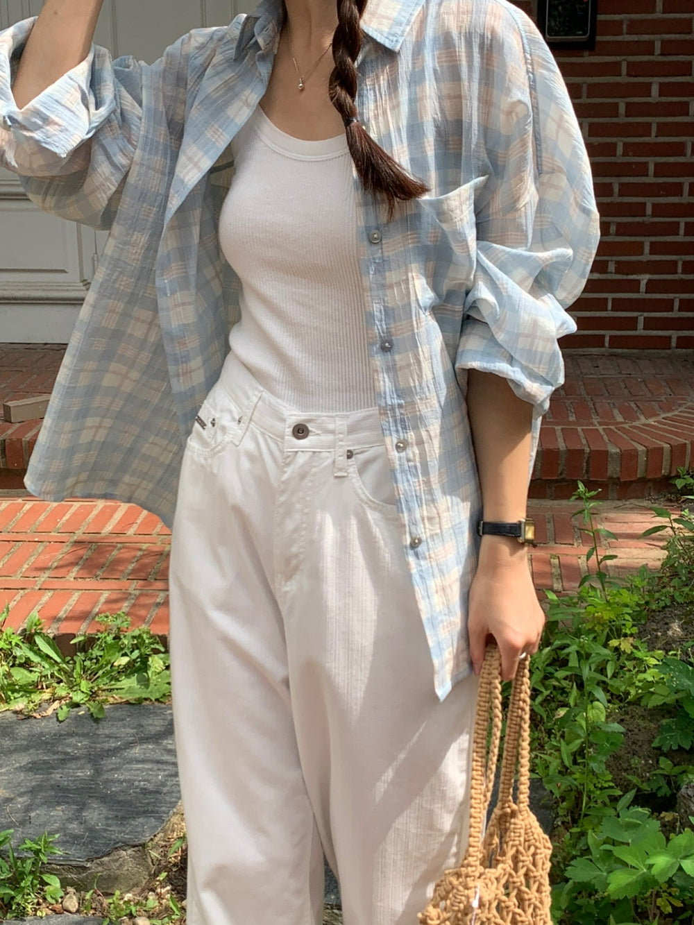 Eco check shirt-2col