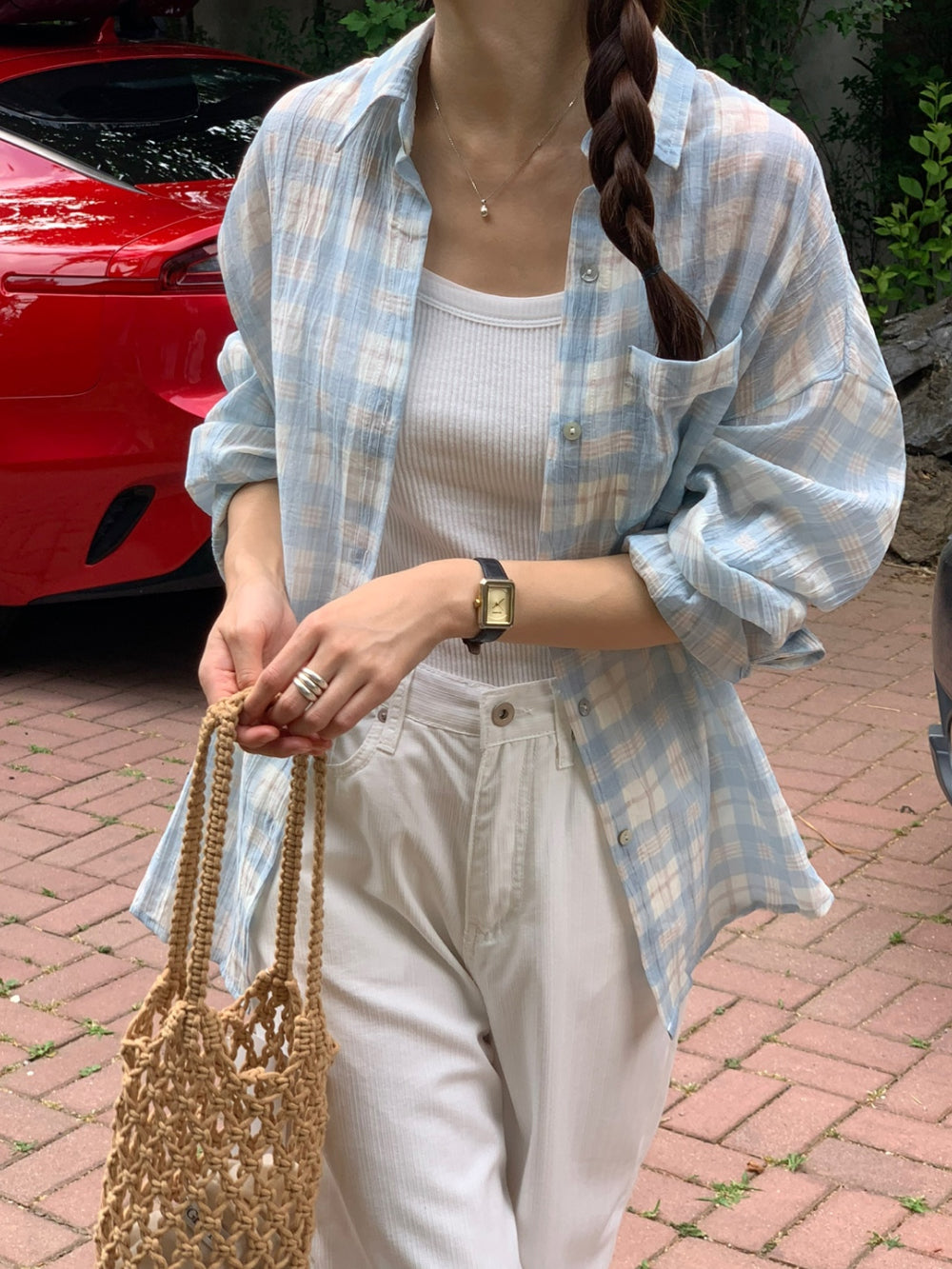 Eco check shirt-2col