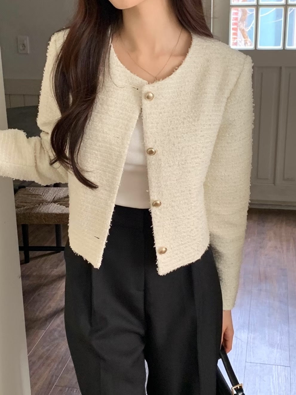 Hearts no collar tweed jacket