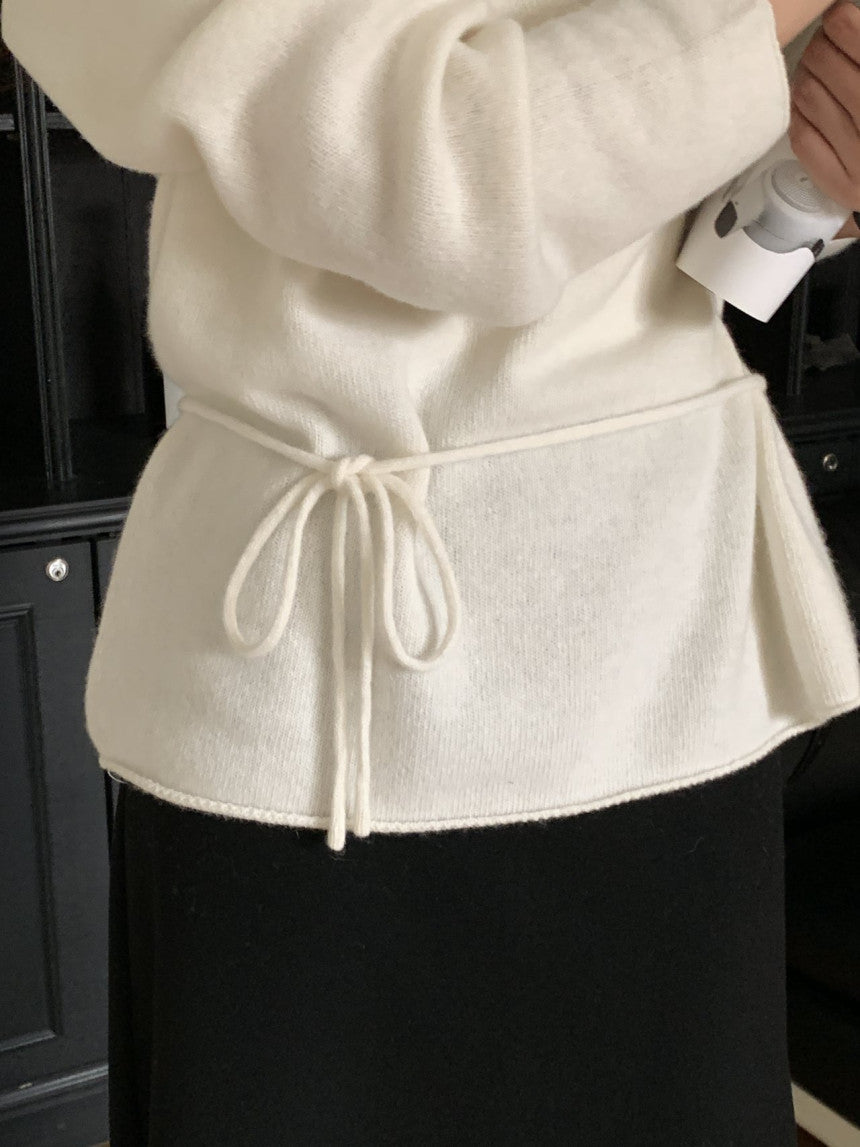 Row wholegament deep v neck knit-3col