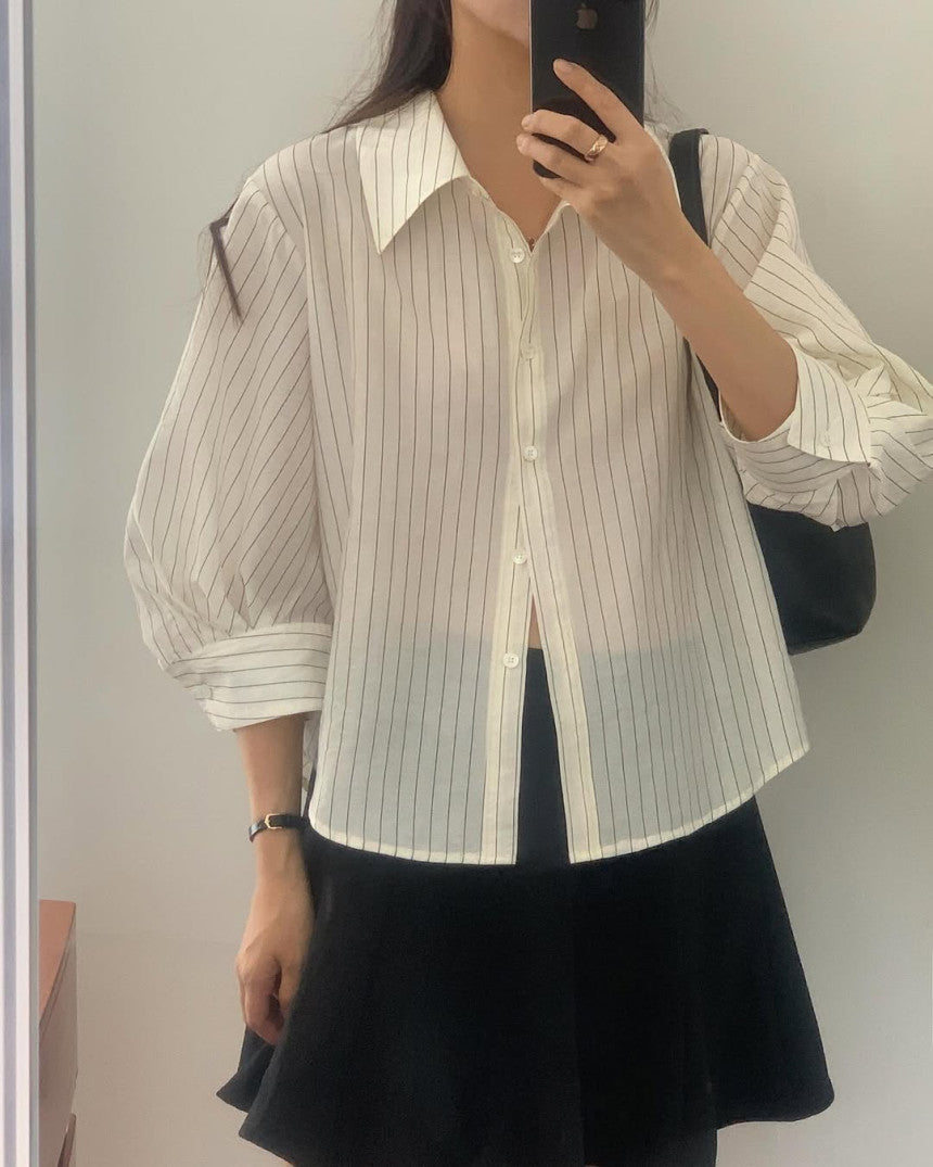 liter ferrier puff blouse-2col
