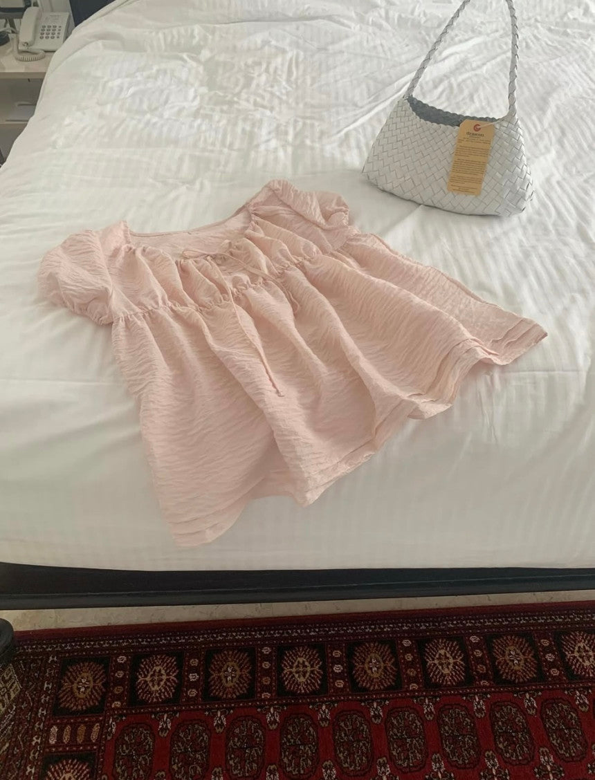 liter violet shrring blouse-2col