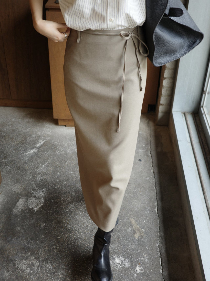 Rouen wool strap h-line skirt-3col