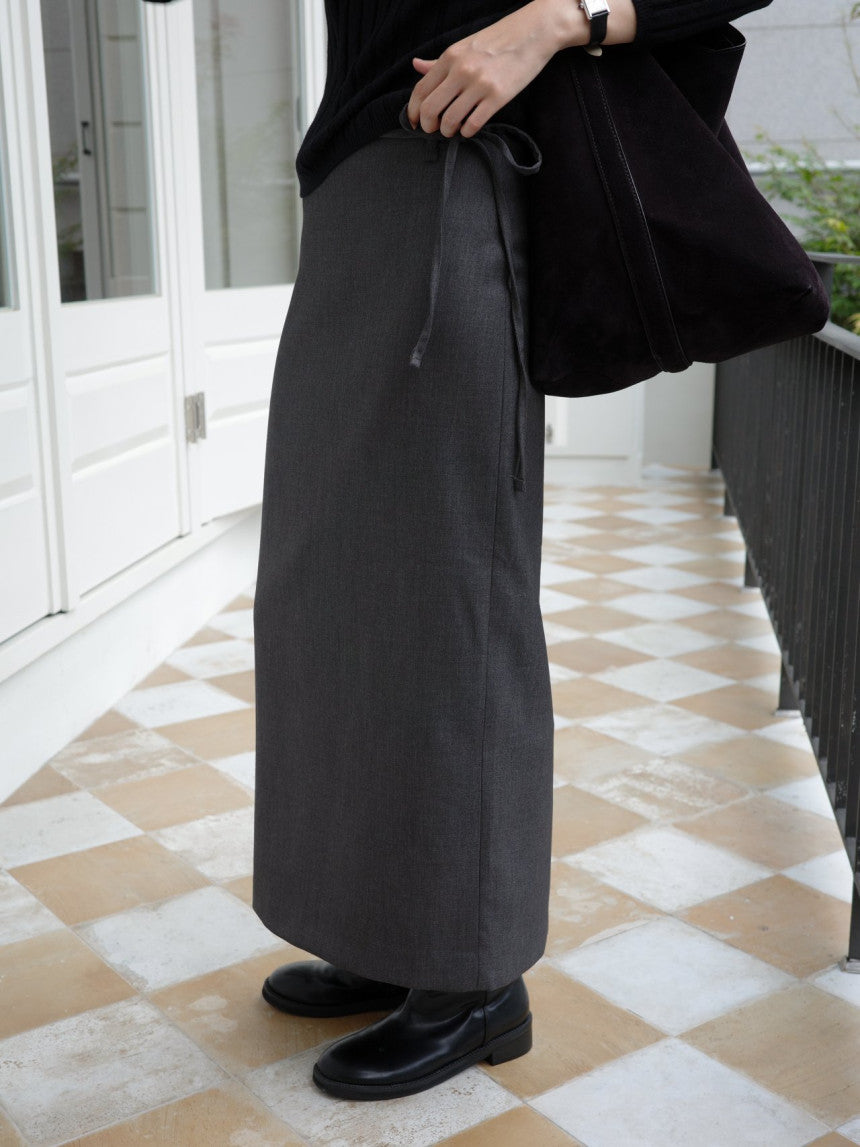 Rouen wool strap h-line skirt-3col