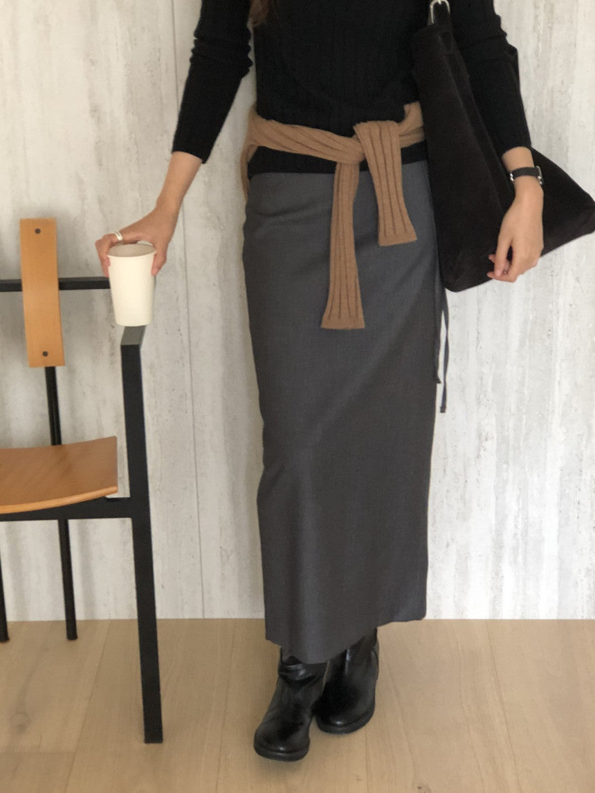 Rouen wool strap h-line skirt-3col
