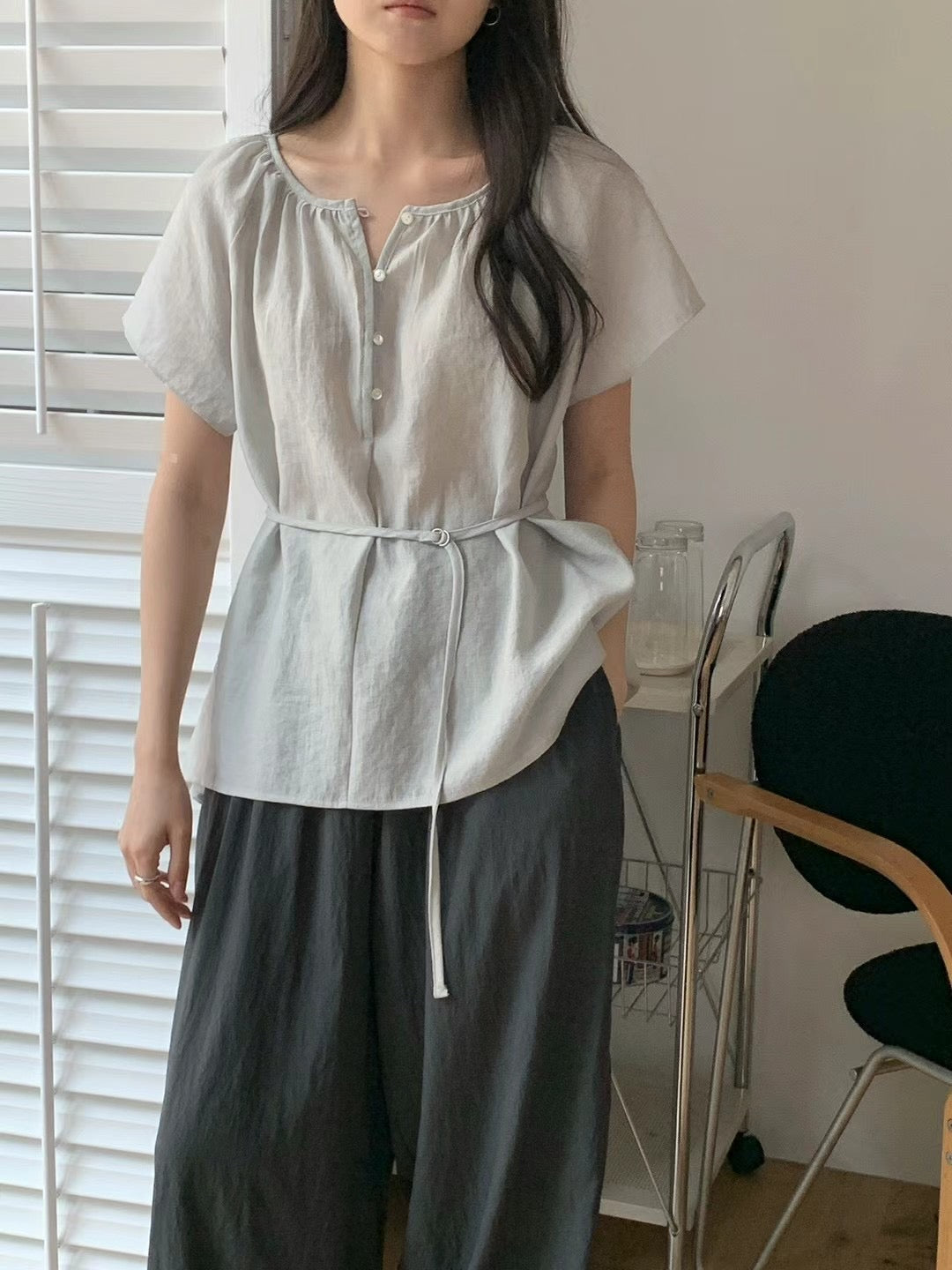 Moore belt blouse-3col