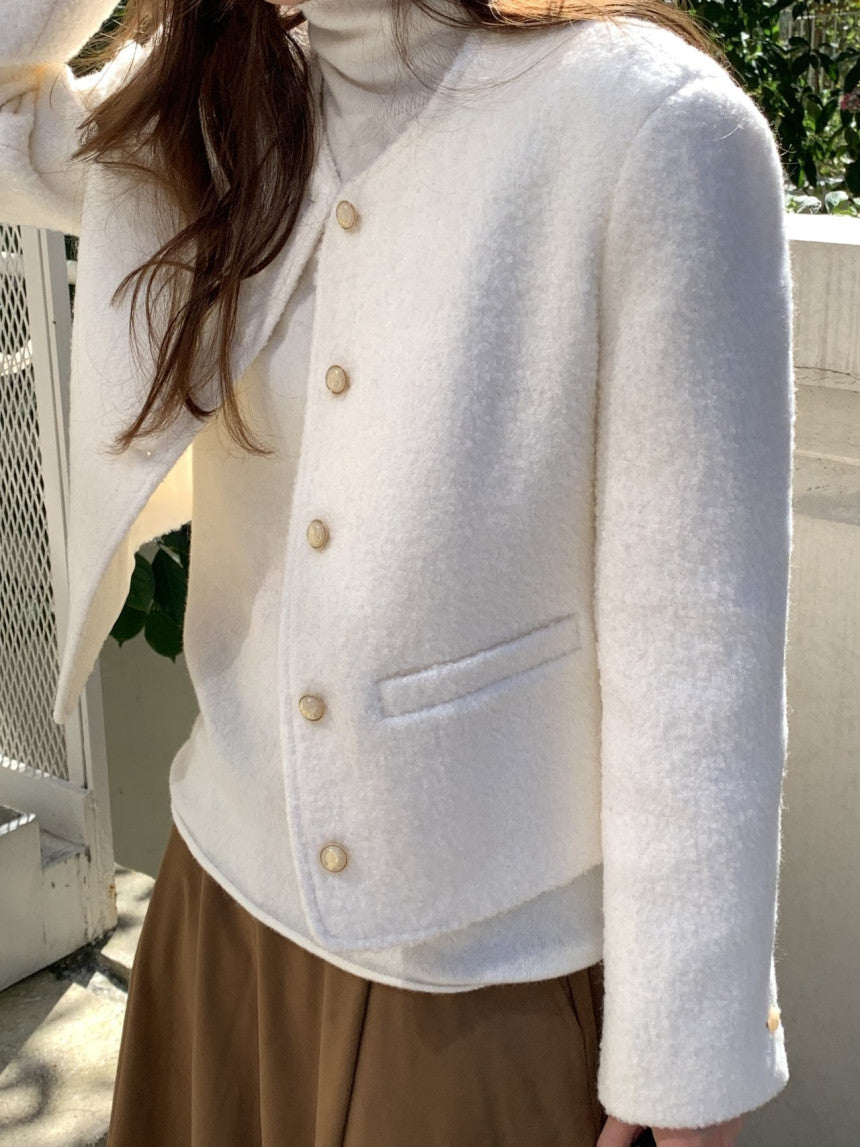 Blanc wool boucle tweed jacket-2col