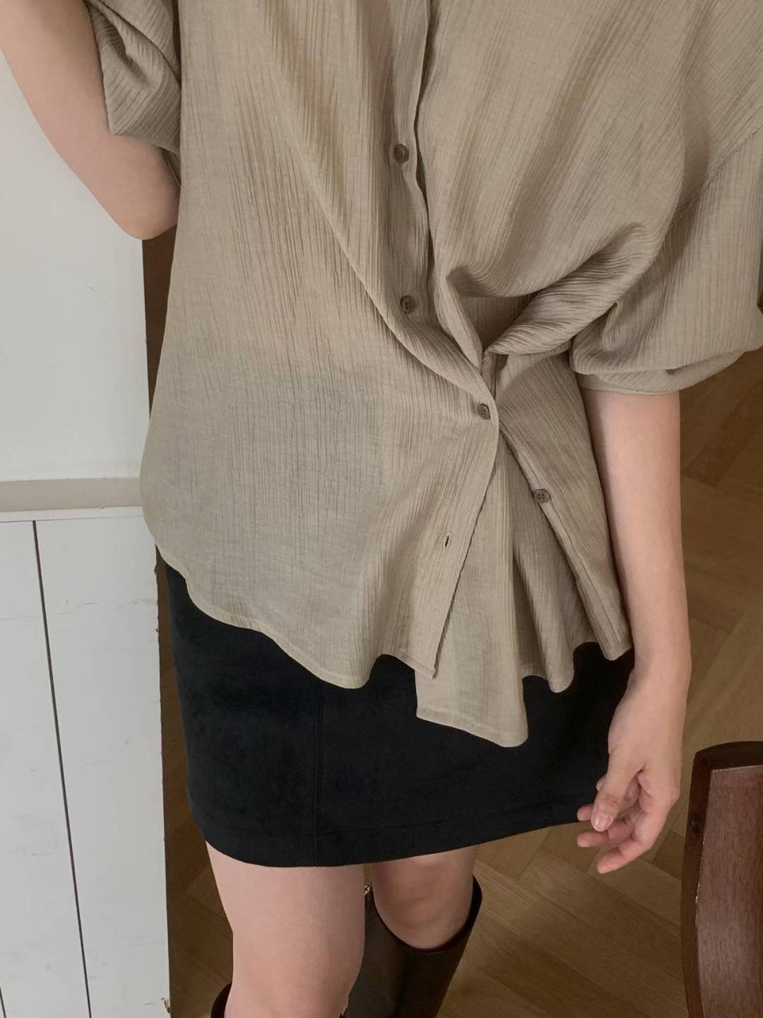 pleats 2way blouse-3col