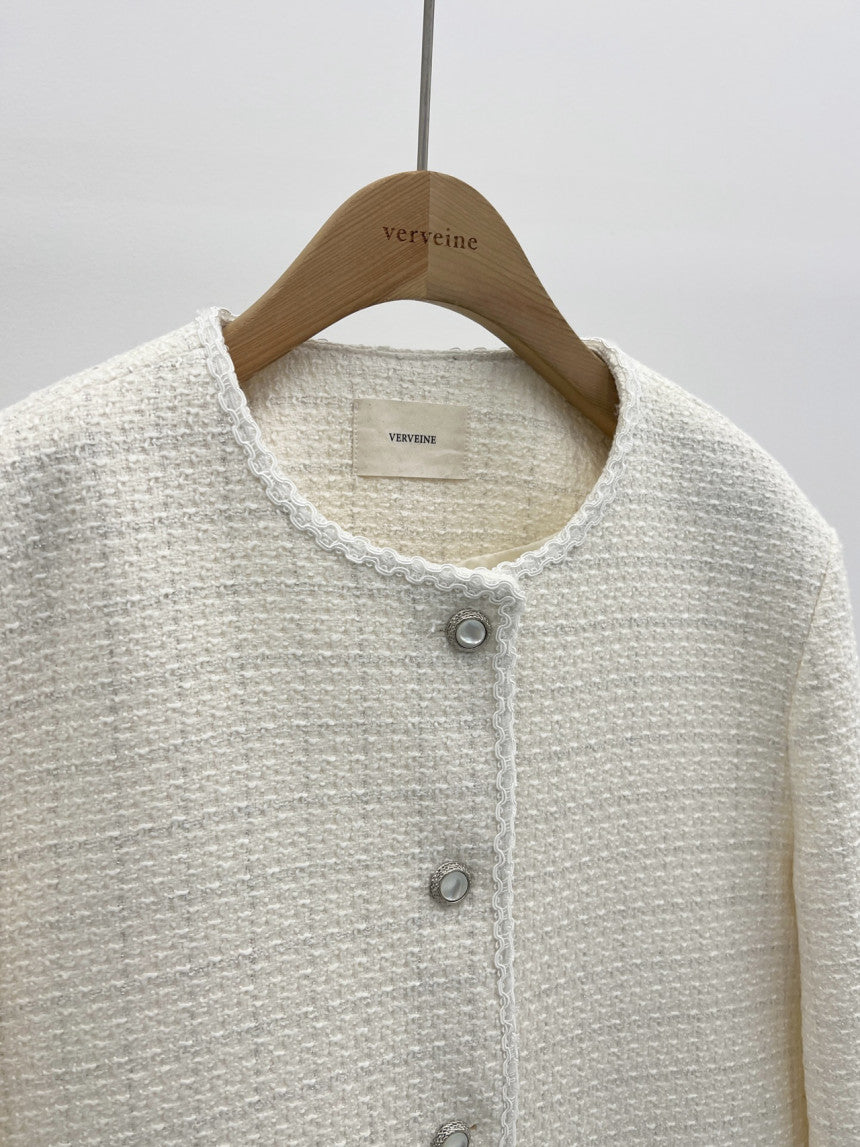 Noel line round tweed jacket-2col