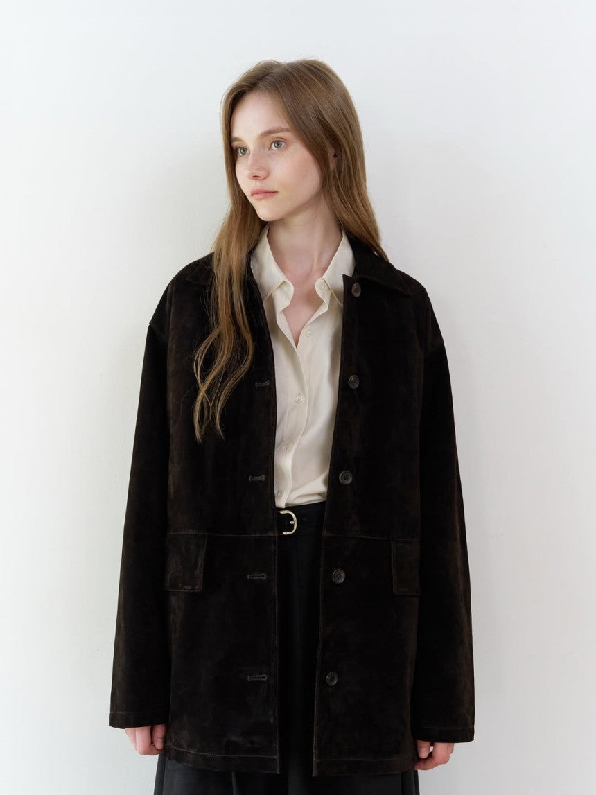 Louise pig leather suede half jacket-2col