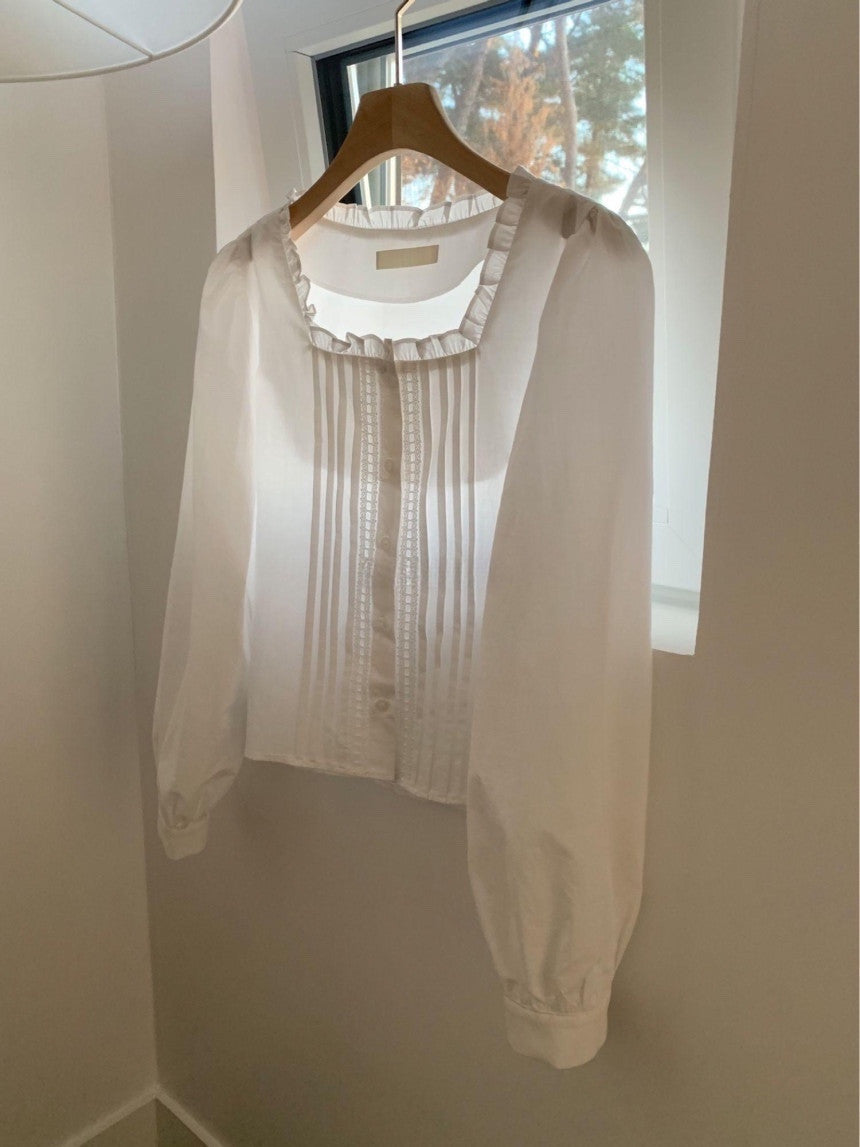 Square pintuck blouse