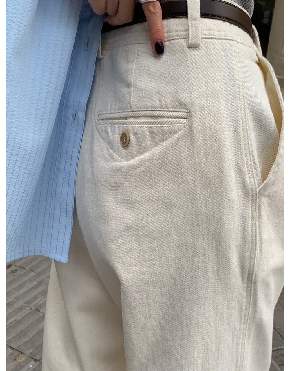 Point cotton pants-2col