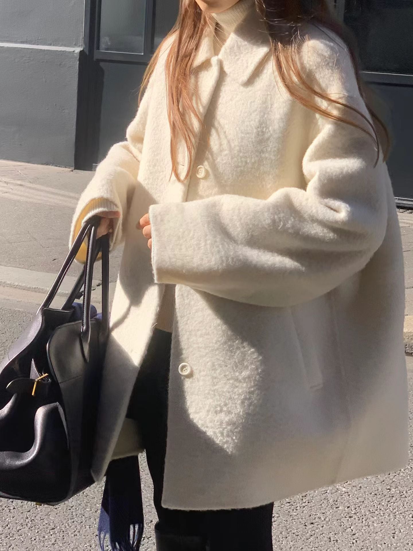 Ounce baby alpaca half handmade coat-3col