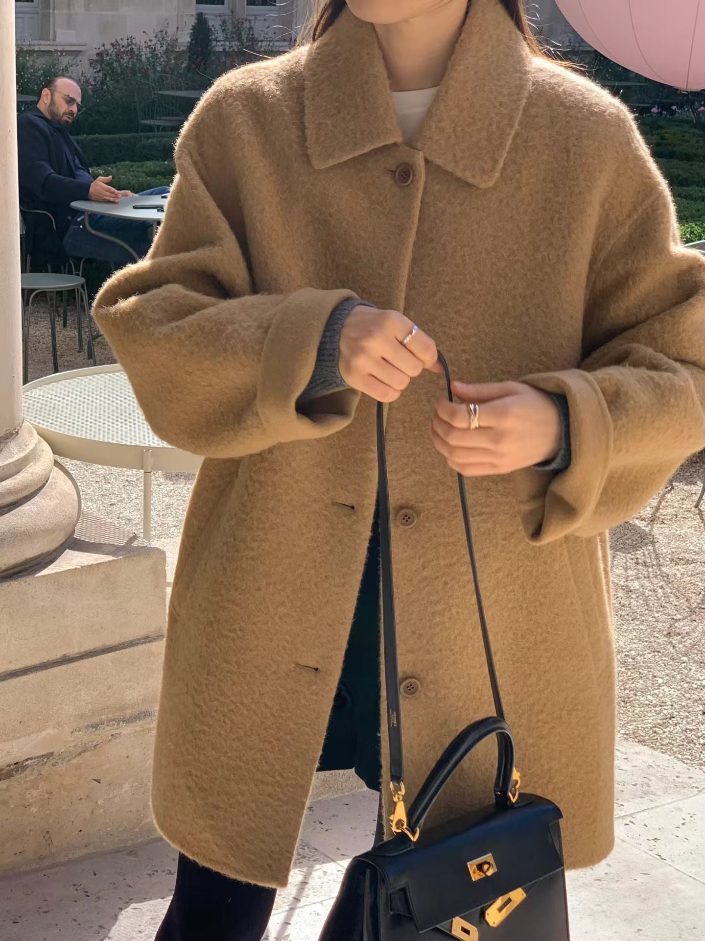 Ounce baby alpaca half handmade coat-3col