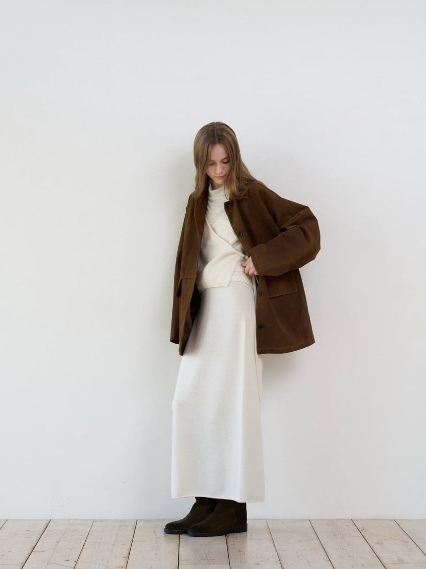 Louise pig leather suede half jacket-2col