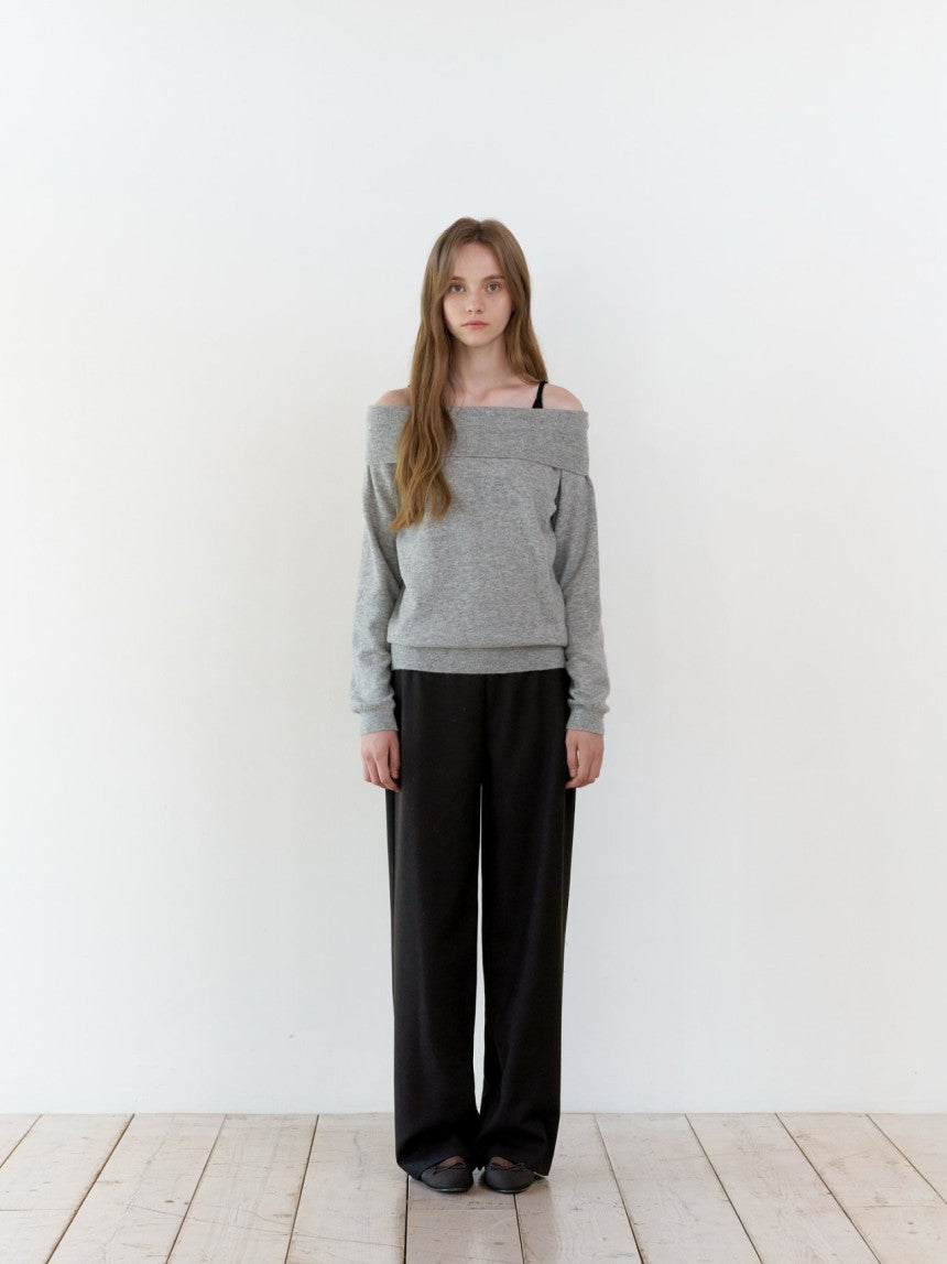Rumi cashmere off shoulder knit-3col
