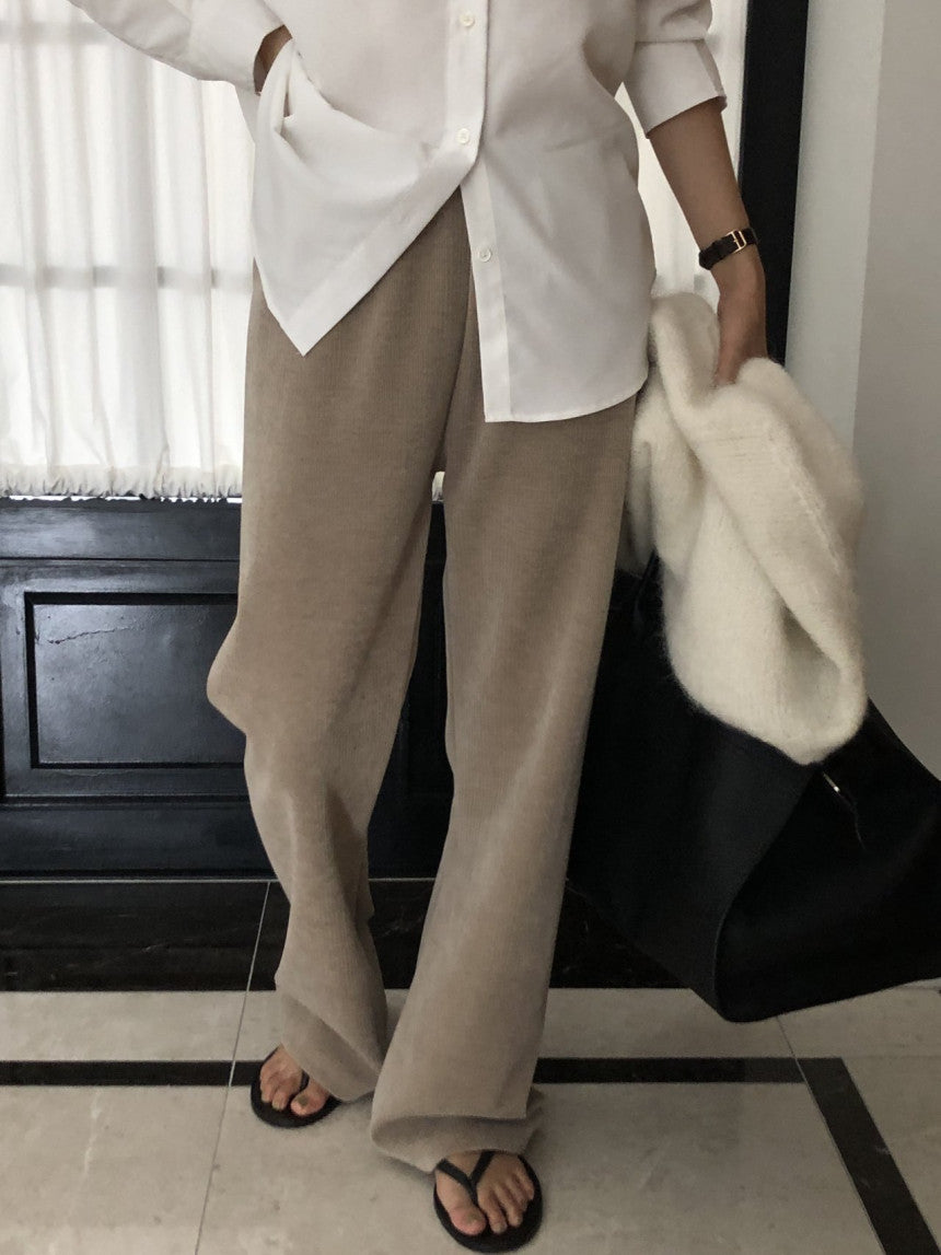 Belua corduroy banding waist pants-3col