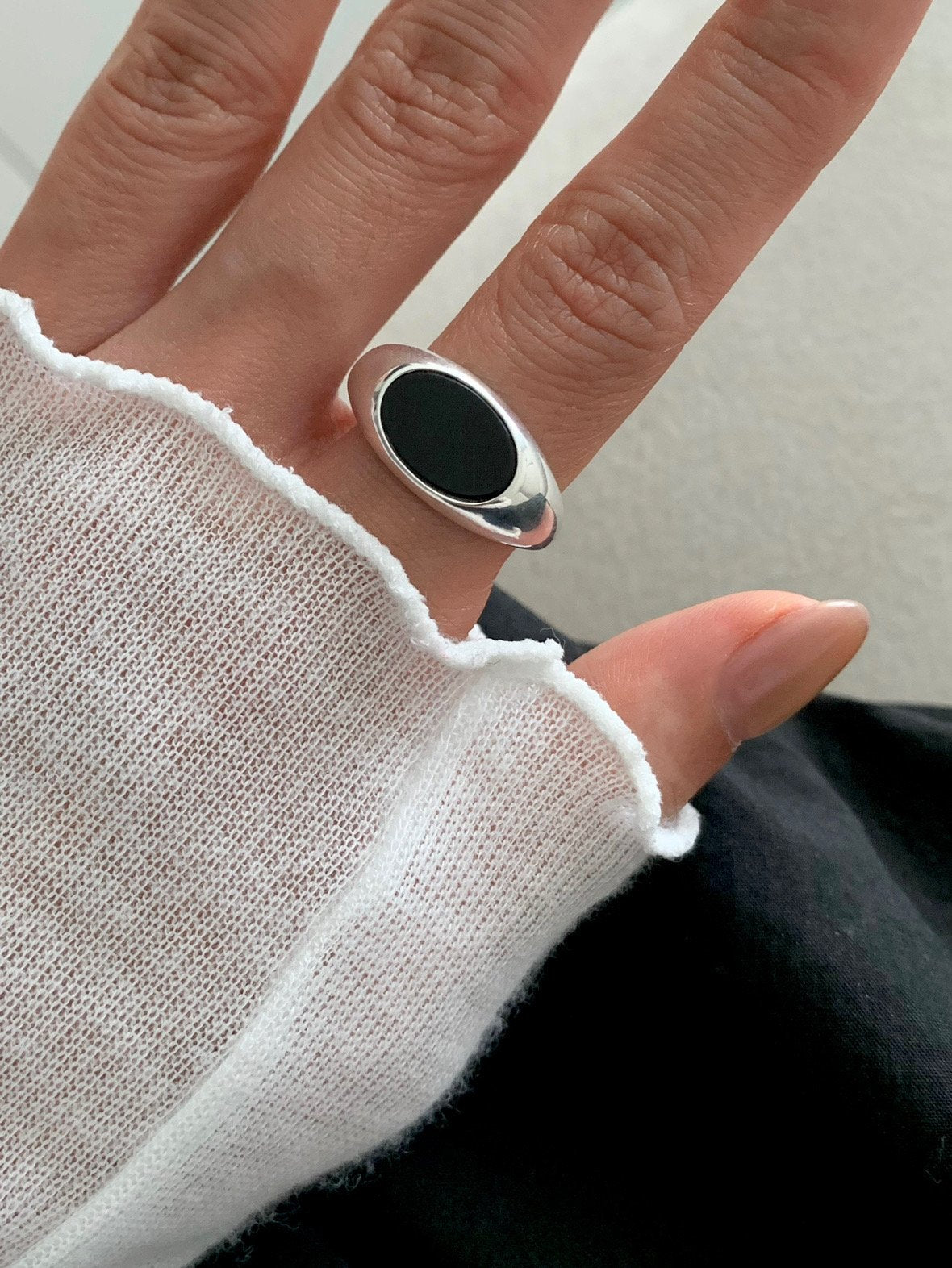Black Onyx Open Ring