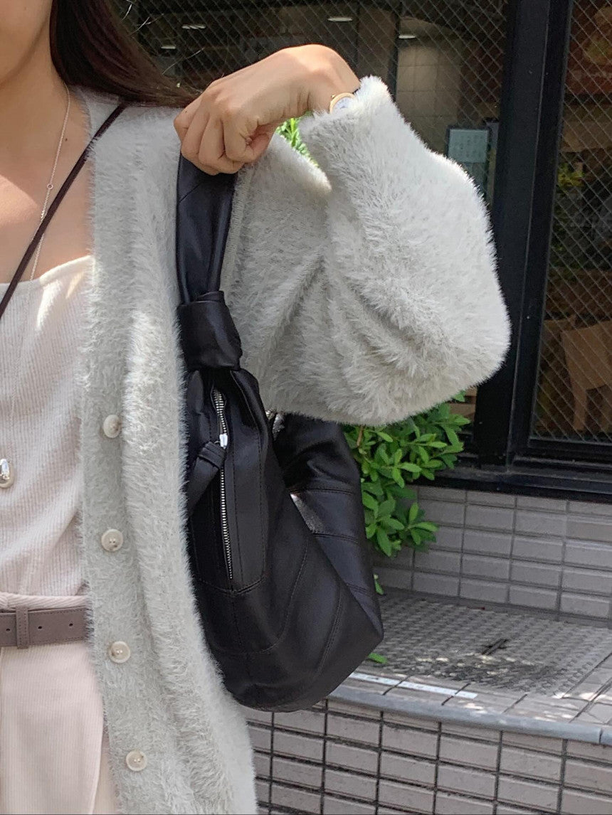 liter swan fur cardigan-2col