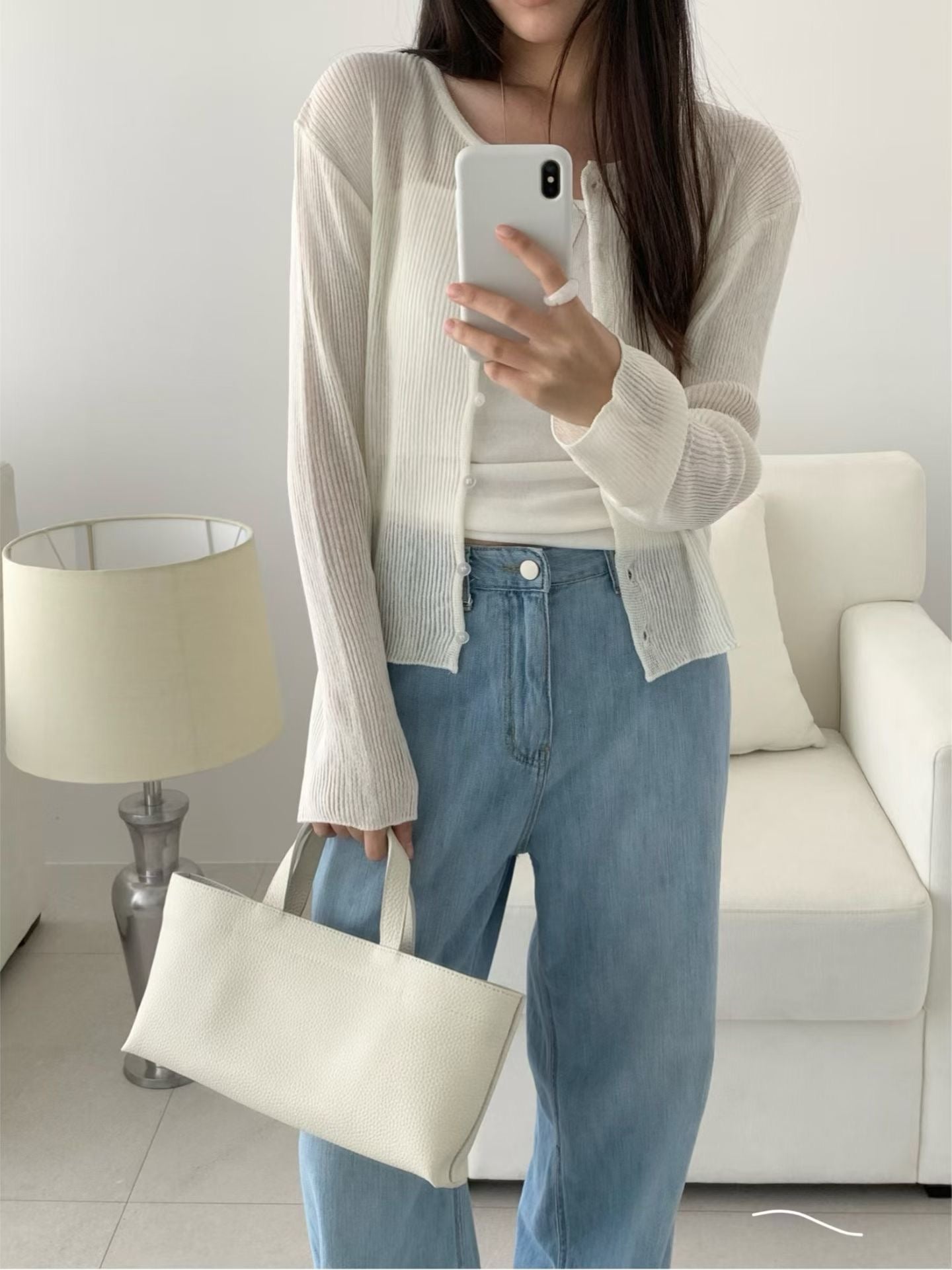 with linen string cardigan-3col