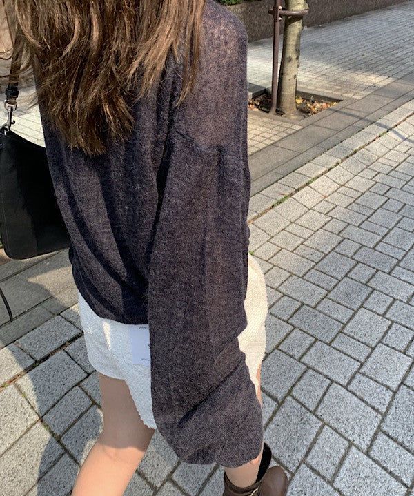 Slow loose alpaca knit-4col