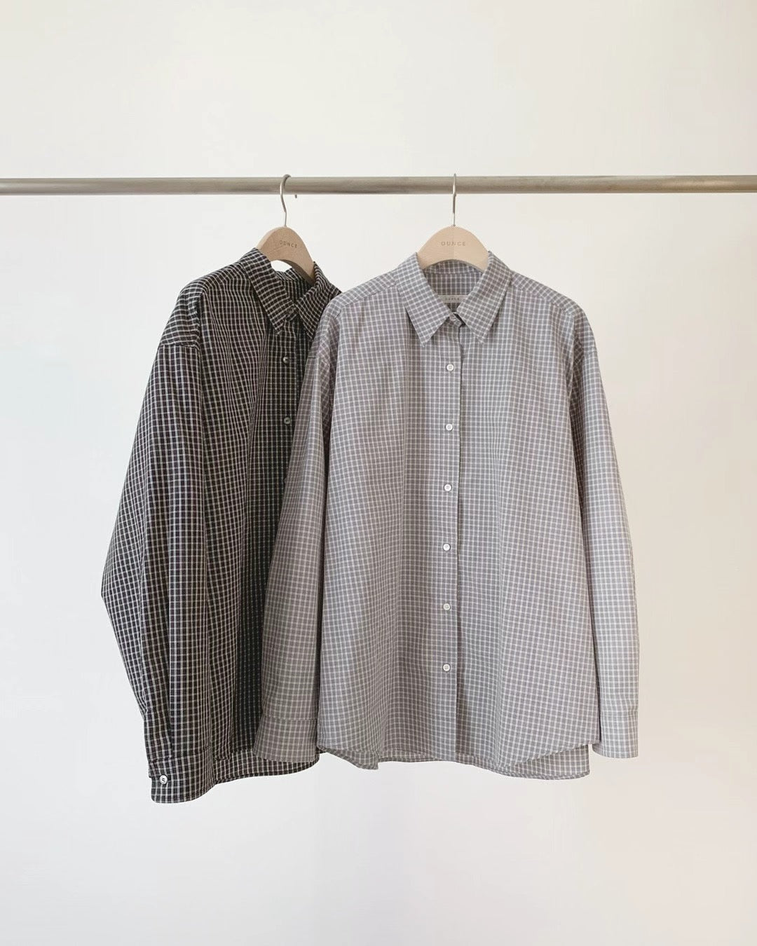 Ounce marron check shirt-2col