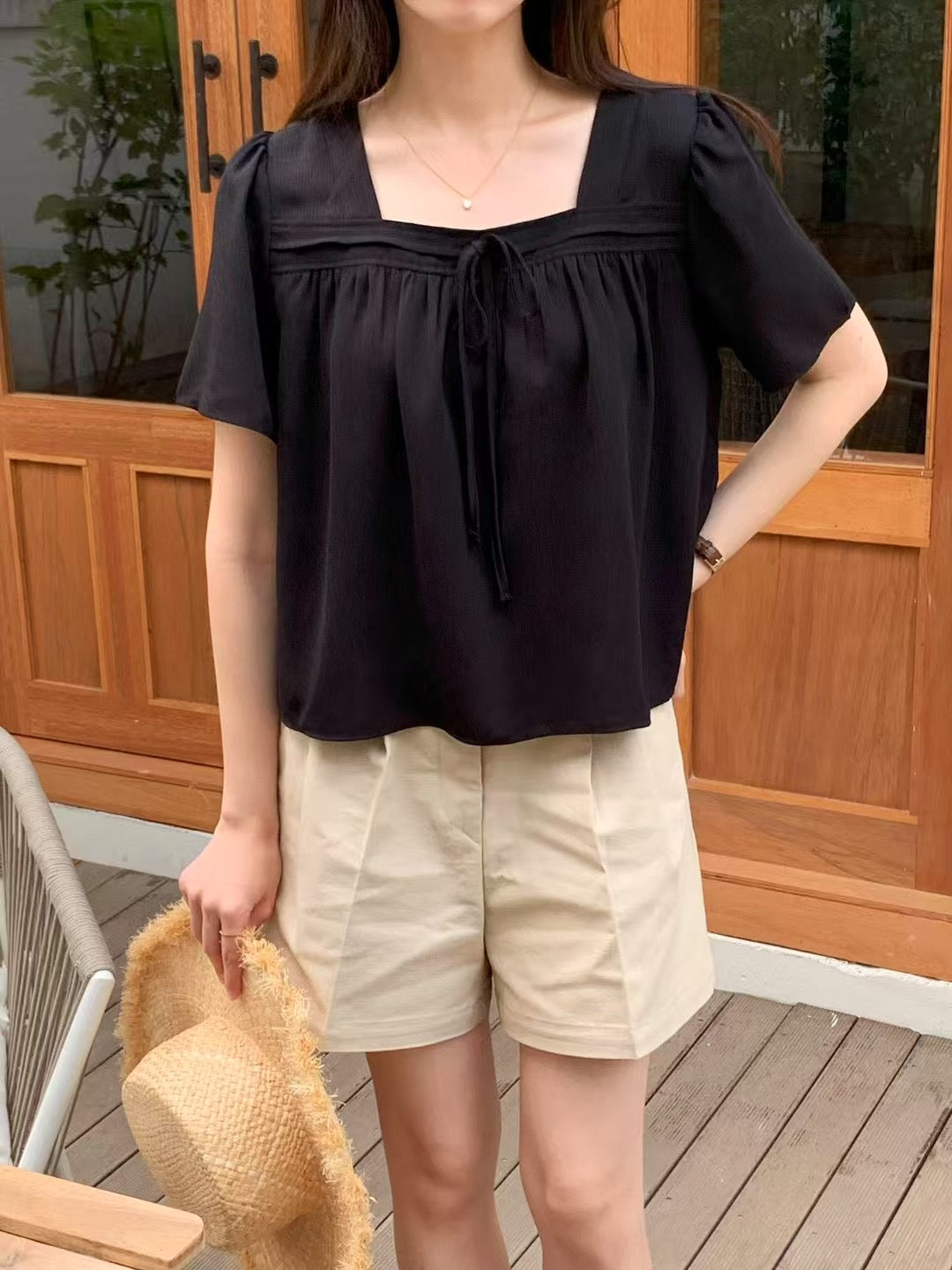 Minit square neck yoru blouse-4col