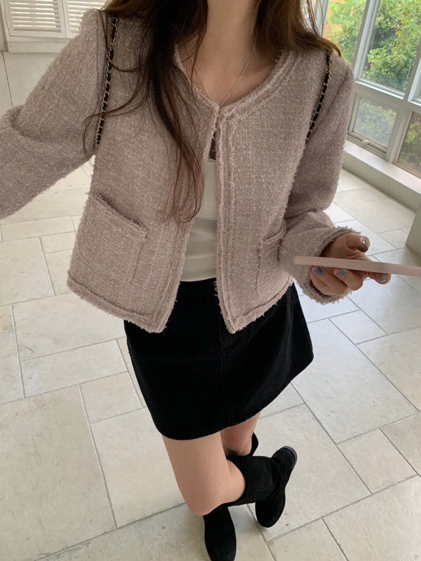 Salmon tweed jacket-3col